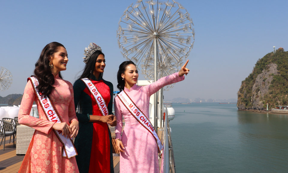 Top 3 Miss Charm 2024 quảng bá du lịch vịnh Hạ Long