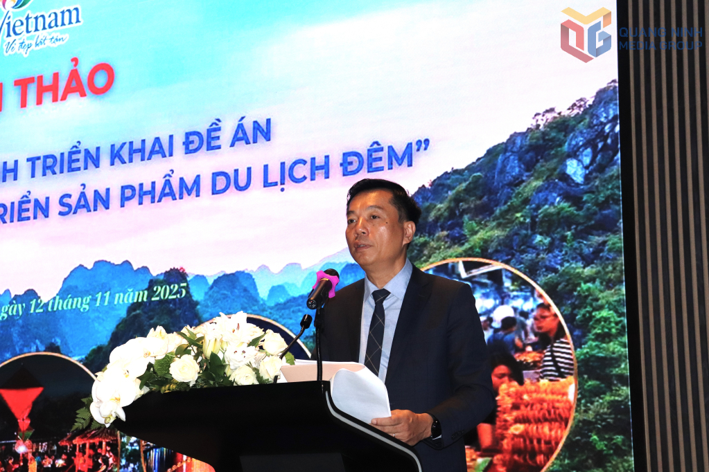 Đại diện Sở Văn hóa, Thể thao và Du lịch tỉnh Quảng Ninh chia sẻ kinh nghiệm phát triển du lịch đêm của địa phương.